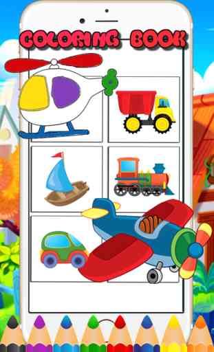 auto camion aereo libro da colorare per bambini 2