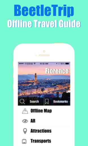 Florence travel guide and offline city map, BeetleTrip metro train Pisa Firenze Mappe Offline e Guida Turistica 1