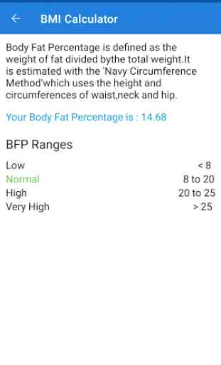 BMI,BMR and Fat % Calculator 4