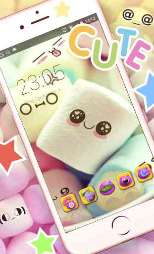 Cute Marshmallow cartoon Theme for android free 1