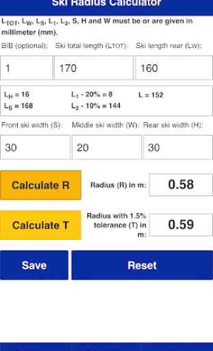 FIS Ski Radius Calculator 1