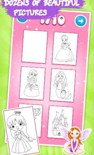 Libro da colorare per bambini: Principesse 2