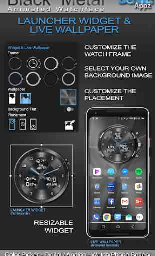 Black Metal HD Watch Face Widget & Live Wallpaper 3