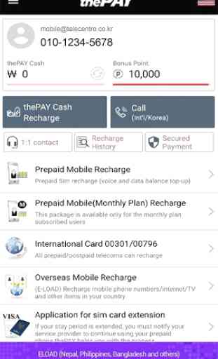 (thePAY)Prepaid Sim, Int'l call, E-load recharge 1