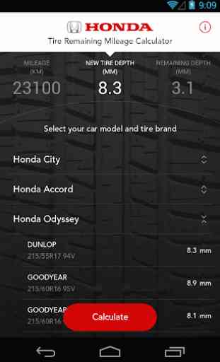 Honda Tire Mileage Calculator 2