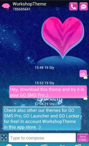 Tema blu rosa GO SMS Pro 1