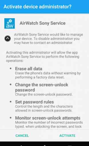 AirWatch Sony Service 3