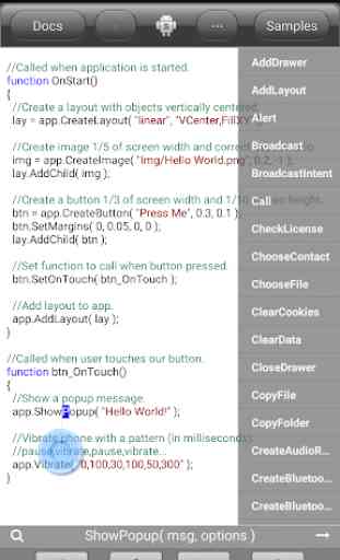 DroidScript - JavaScript Mobile Coding IDE 2