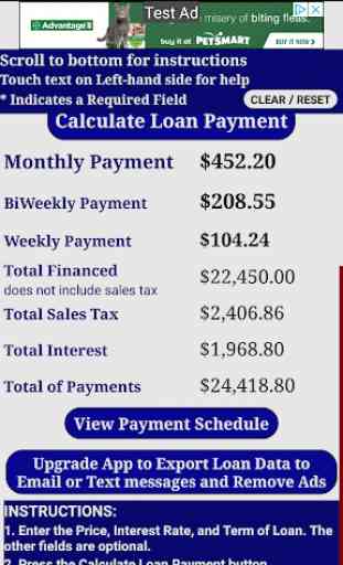 Auto Car Loan Payment Calculator Free 3