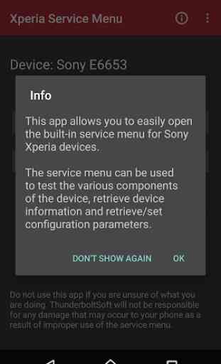 Service Menu for Xperia 1