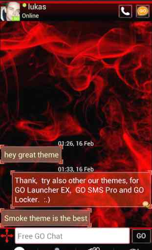 Red fumo Theme GO SMS PRO 1