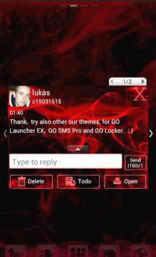 Red fumo Theme GO SMS PRO 4