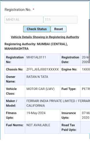 Vehicle registration details 1
