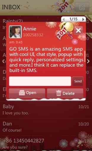 GO SMS Pro New Year - Red 2