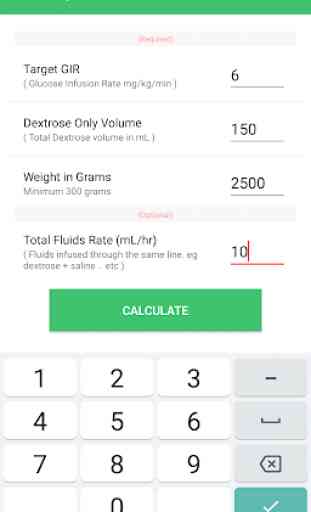 Dextrose Calc - GIR & Calories Calculator 2