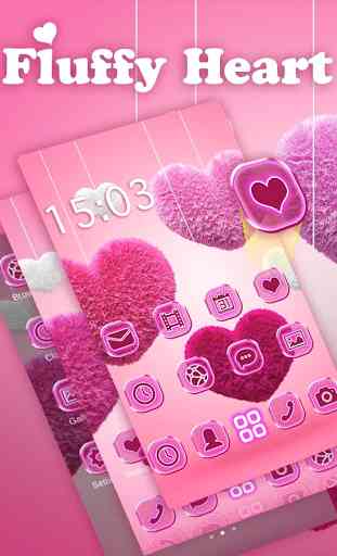 Fluffy diamond Hearts Theme: Pink Comics Launcher 3