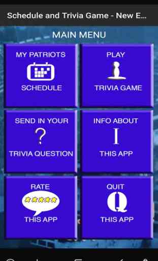 Schedule Trivia Game for New England Patriots Fans 1