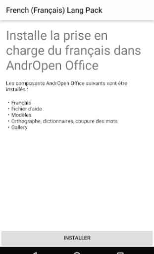 French (Français) Lang Pack for AndrOpen Office 1