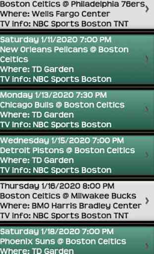 Schedule for Boston Celtics fans and Trivia Game 3