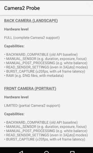 Camera2 Probe for Android 5.0+ 2