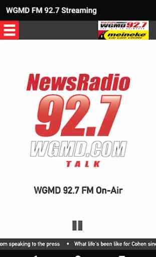 WGMD FM 92.7 Streaming 1
