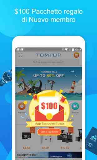 TOMTOP - Ottieni $ 100 di bonus per nuovi utenti 1