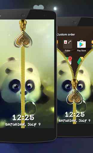 Panda Zipper Lock Screen 1