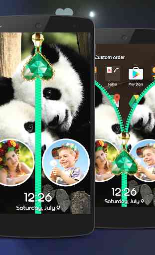 Panda Zipper Lock Screen 3