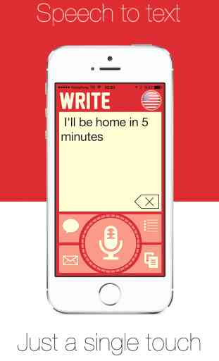Write - Un discorso tocco al testo dettatura, riconoscimento vocale, con messaggio di posta elettronica e promemoria sms diretto. 1