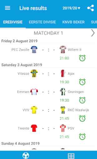 Live Scores for Eredivisie 2019/2020 1