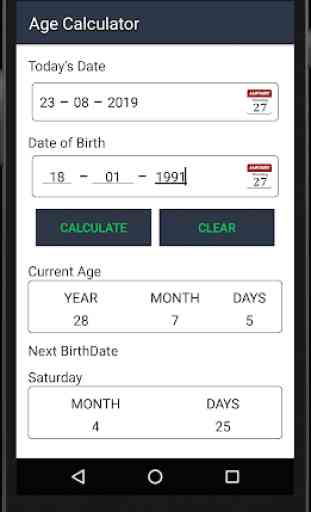 Age Calculator by Date of Birth (Days Months) 1