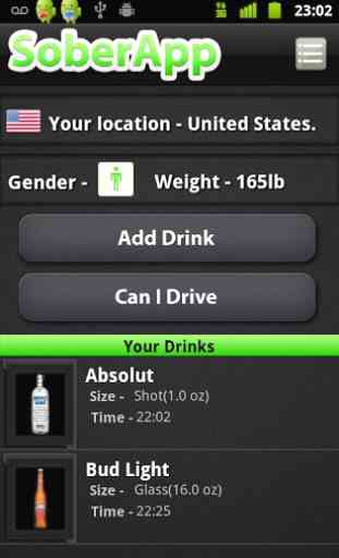 SoberApp  - Alcohol Calculator 1