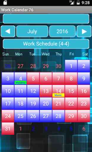 Work Calendar 4-4 1