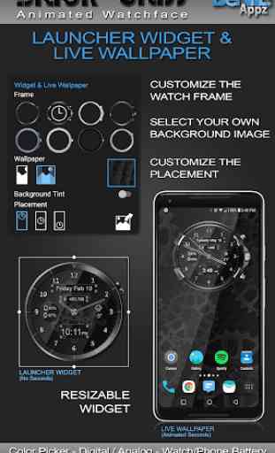 Black Glass HD Watch Face Widget & Live Wallpaper 2