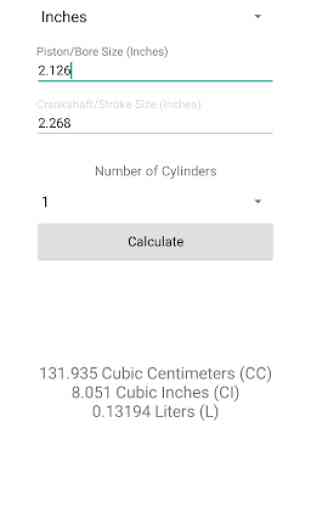 Engine CC Calculator 1