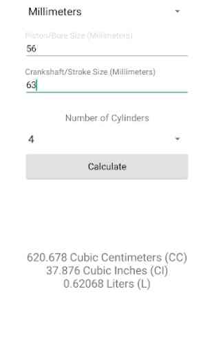 Engine CC Calculator 3