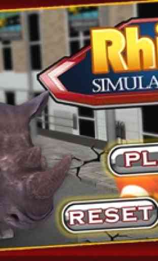 3D Rhino Simulator - Simulatore di animali selvatici e di gioco di simulazione di distruggere la città 3