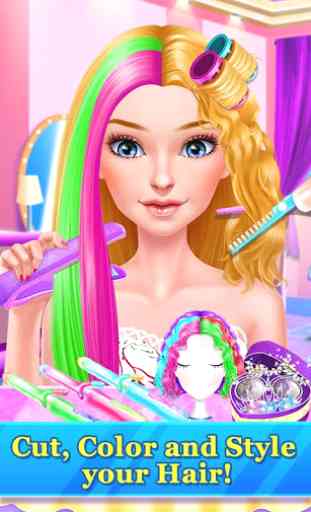 Hair Stylist Fashion Salon ❤ Rainbow Unicorn Hair 2