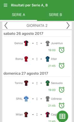 Risultati in diretta per Serie A 2017 / 2018 App 3