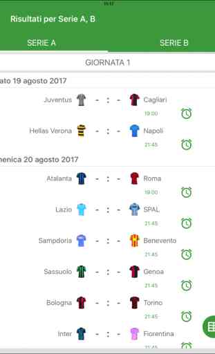 Risultati in diretta per Serie A 2017 / 2018 App 4