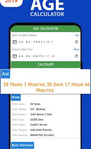 Age Calculator by Date of Birth , Birth Time 2