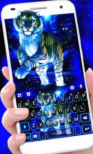 Neon Blue Tiger King Tema Tastiera 1