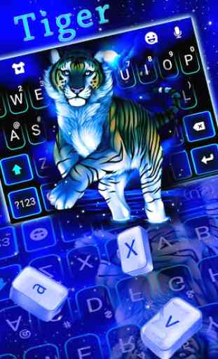 Neon Blue Tiger King Tema Tastiera 2