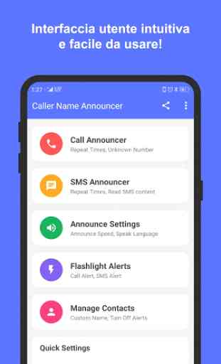 Chiama e SMS annunciatore con avvisi torcia 2