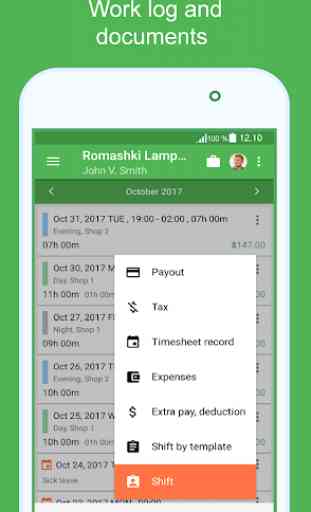 Green Timesheet - shift work log and payroll app 4