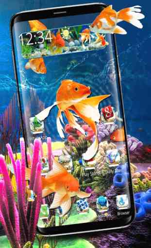 Tema 3D acquario di pesce oro 1