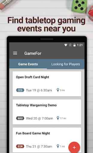 GameFor - Find Local Game Events and Players 1