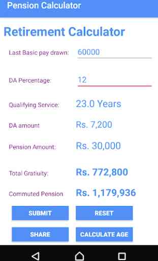 Pension Gratuity Retirement Calculators 3