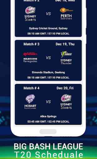 Schedule for Big Bash T20 League 2019-20 3