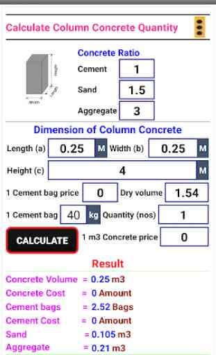Concrete Calculator (Cement,Sand,Aggregate,Cost) 2
